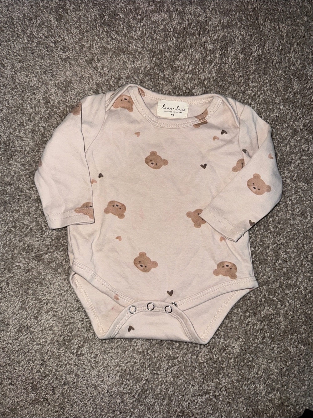 Luna + Luca Bear Print Long-Sleeve One-Piece